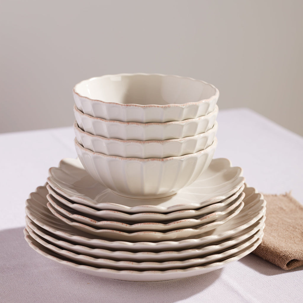 French Perle Scallop All-Purpose Bowls - Set of 4