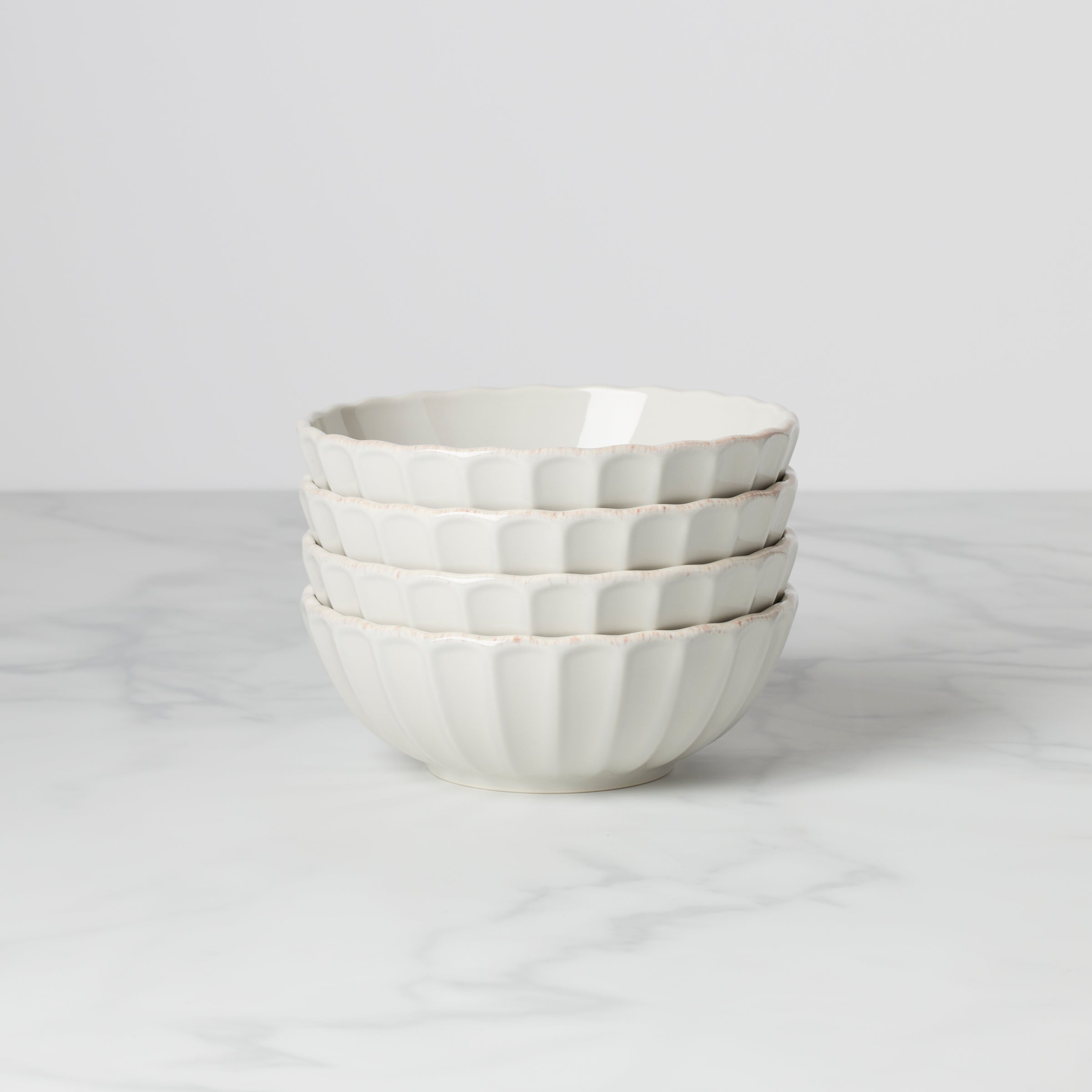French Perle Scallop All-Purpose Bowls - Set of 4