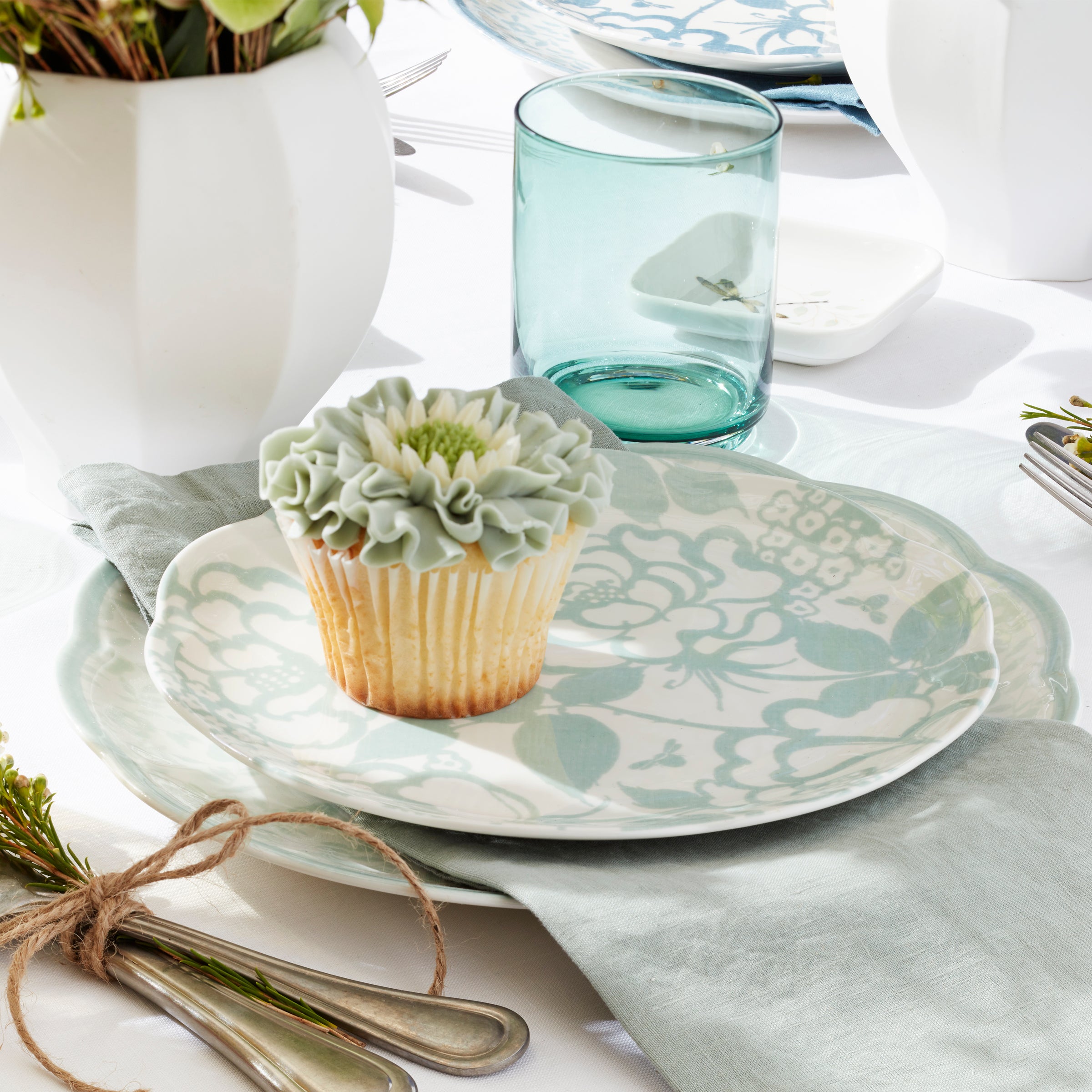 Butterfly Meadow Cottage Sage Accent Plates - Set of 4