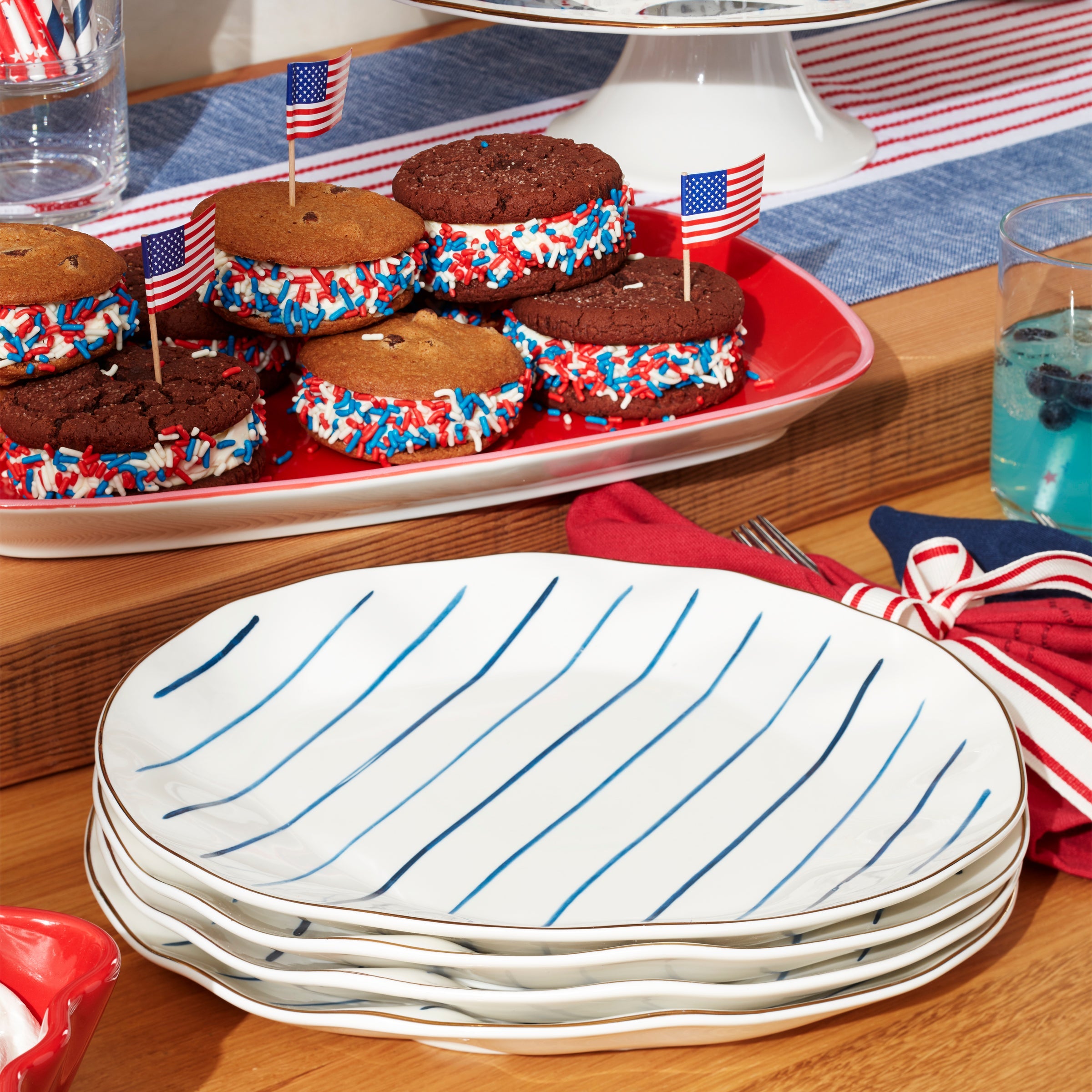 Blue Bay Stripes Dinner Plates - Set of 4