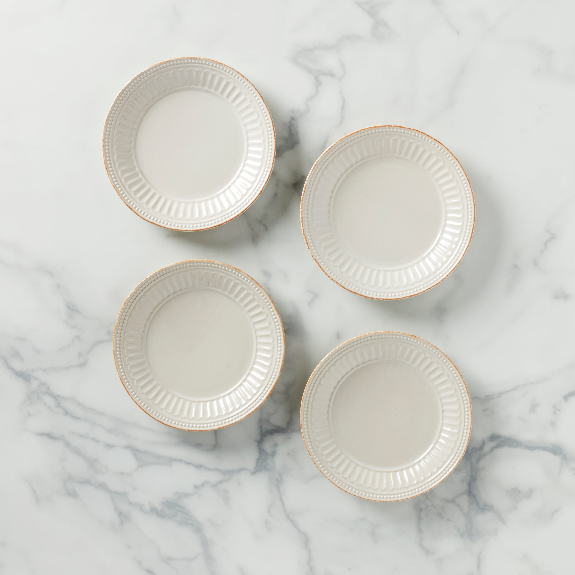 French Perle Groove Dessert Plates - Set of 4
