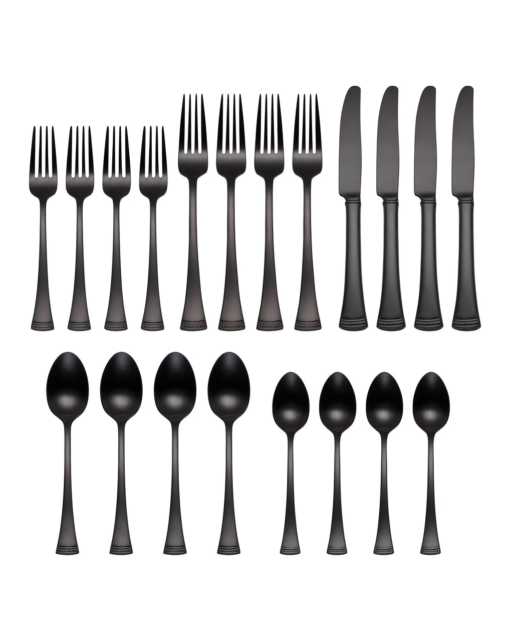 Portola Black Satin 20 Piece Flatware Set