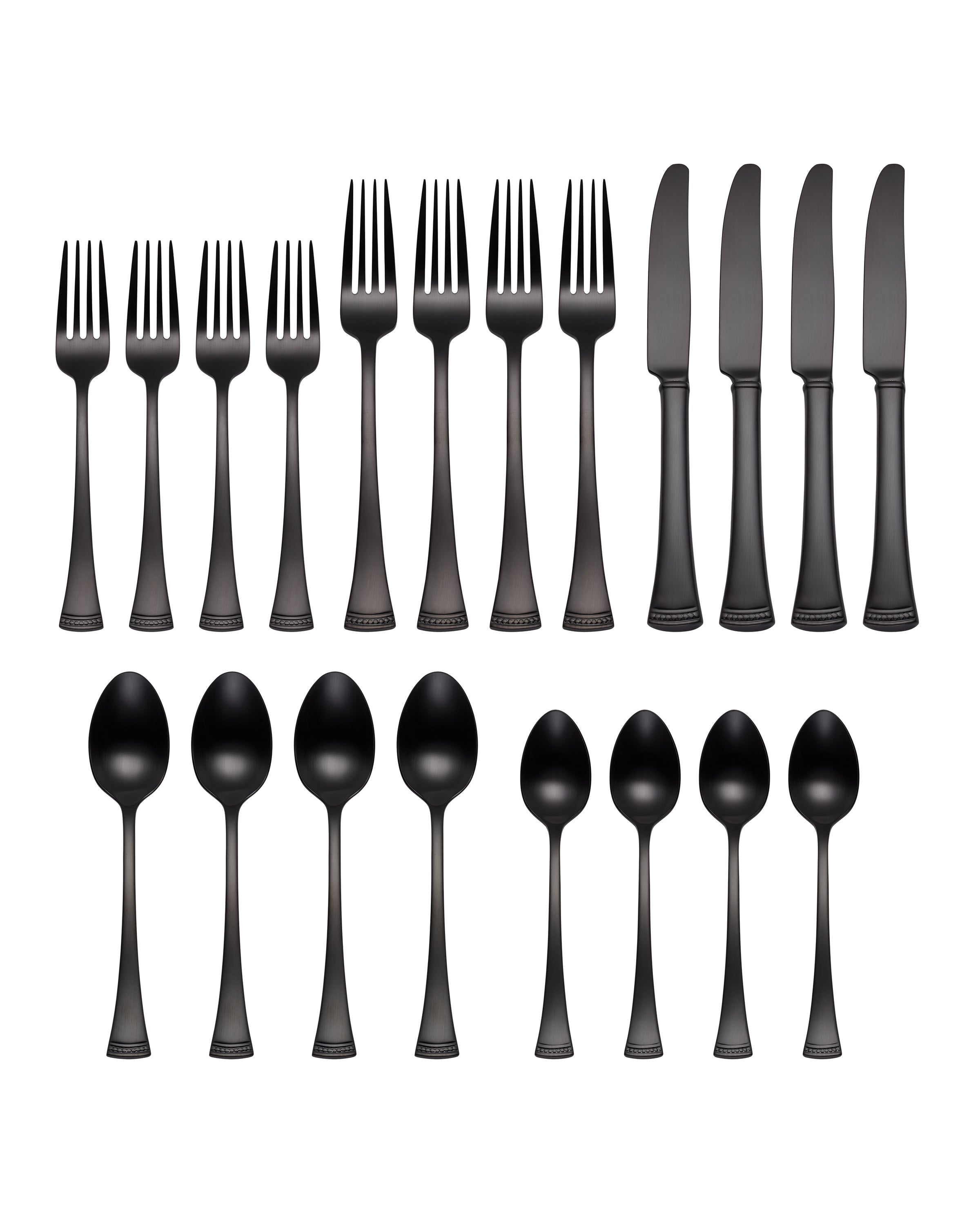 Portola Black Satin 20 Piece Flatware Set